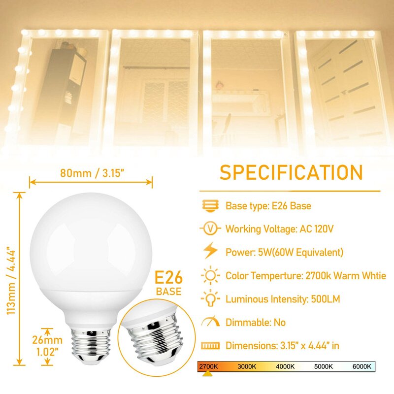 Bombilla LED E27 de 30W, 20W, 15W, 220-240V, G80, G95, G120, ahorro de energía, ampolla de lámpara, bombillas de tocador