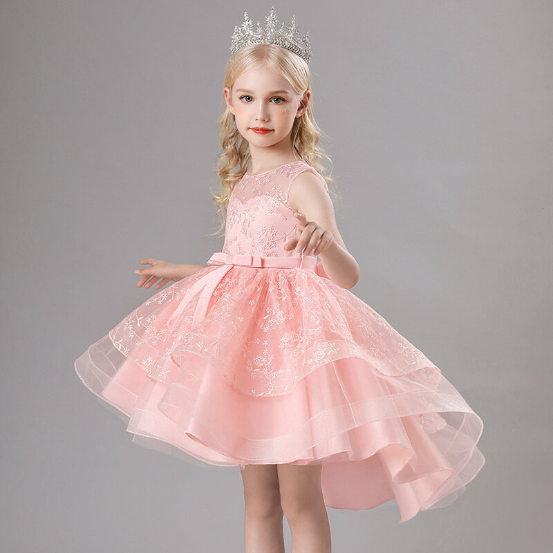 Little Children's princess dress flower girl bouffant gauze trailing dress little girl's birthday show piano dress dress