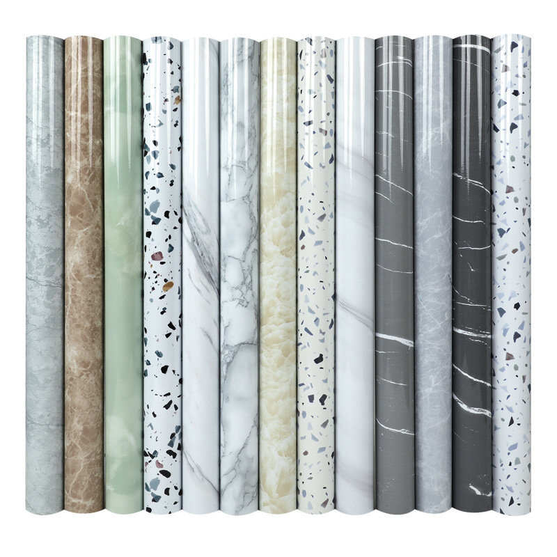 Papel tapiz de aluminio impermeable, autoadhesivo de mármol, papel de Contacto extraíble para decoración de baño, cocina, pegatinas de pared gruesas a prueba de aceite