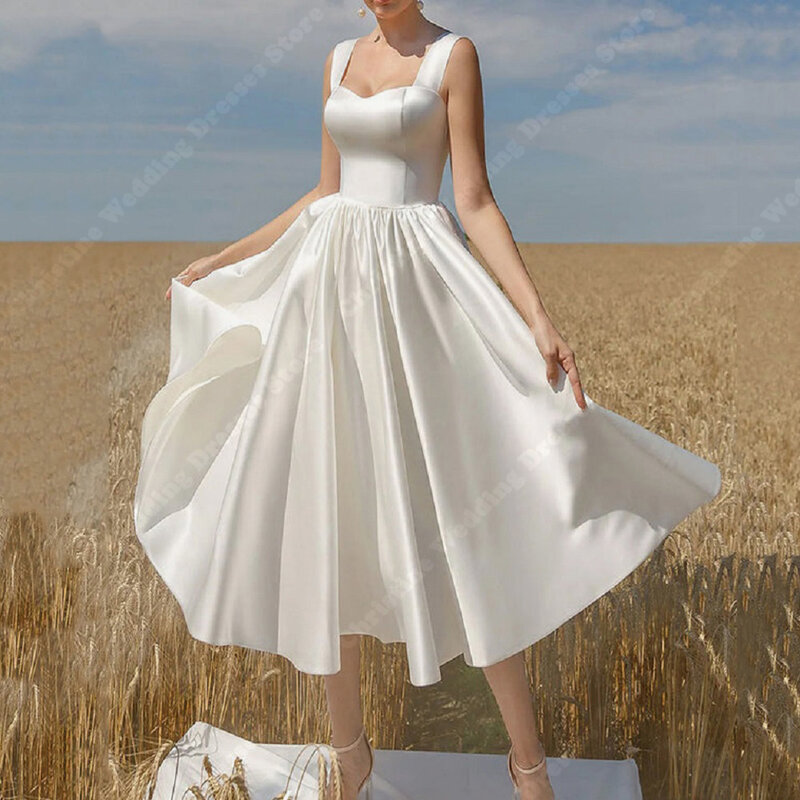 Elegant Sexy A-Line Women Wedding Dresses Sweetheart Custom Made Sleeveless Robes Mopping Length Princess Vestidos De Novia 2024