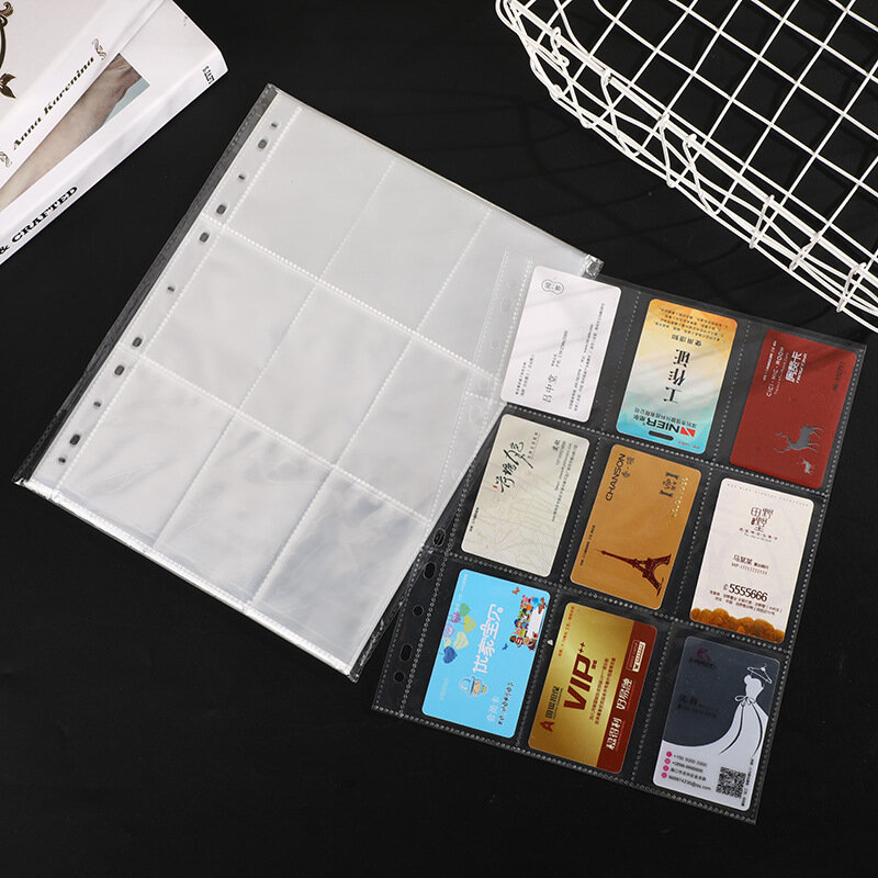 Transparente Bolso Cartão Album, Substituição Inner Page Coleção, Coleção Binder, Página de armazenamento, 10pcs por conjunto