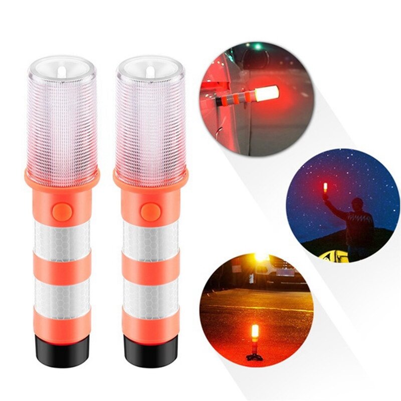 مصباح LED للطوارئ مع قاعدة مغناطيسية ، فلاش طريق ، منارة على جانب الطريق ، مصباح تحذير ، مصباح أمان ، 2 *