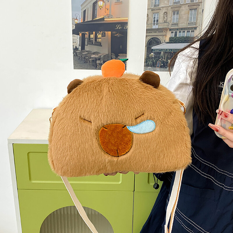Kawaii capybara Plüsch Rucksack für Frauen vielseitige Cartoon Capibala Umhängetasche große Kapazität Einkaufstasche Kinder Geschenk Outdoor-Tasche