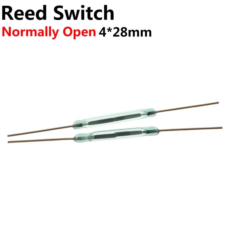 10Pcs N/O Reed Switch สวิทช์แม่เหล็ก4*28มม.ปกติเปิดสวิทช์เหนี่ยวนำแม่เหล็ก
