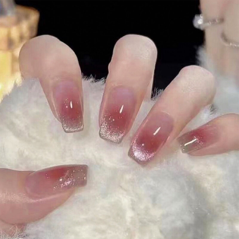 Румяна Розовый пресс на ногтях с s декором прочный и никогда не разделяющий комфорт поддельные ногти для покупок путешествия свидания