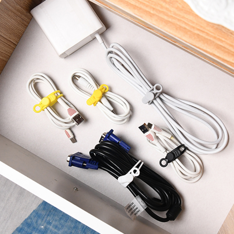 Correa de silicona para cables, accesorio multifuncional, reutilizable, para auriculares, ratón, Clip de fijación, clasificación de escritorio, 1/4 piezas