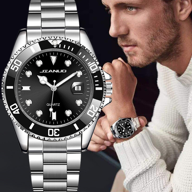 Nowa sława męskie luksusowe zegarki męskie pełne nierdzewne stali casualowej zegarek kwarcowy z kalendarzem męskie męskie zegarki na rękę