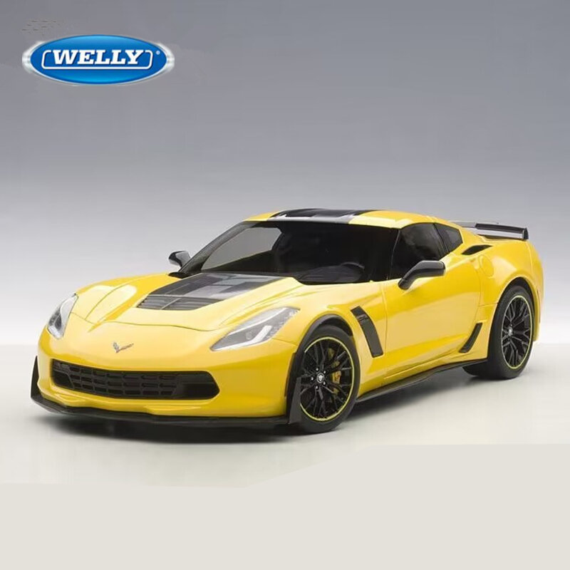 WELLY 1:24 Chevrolet Corvette Z06 modelo de coche deportivo de aleación, juguete fundido a presión, modelo de coche de carreras, colección de alta simulación, regalos para niños