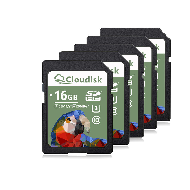 Cloudisk kartu memori Flash, 5 buah kartu SD 128GB 64GB SDXC U3 V30 32GB 16GB 8GB 4GB SDHC Class10 untuk kamera DV SLR
