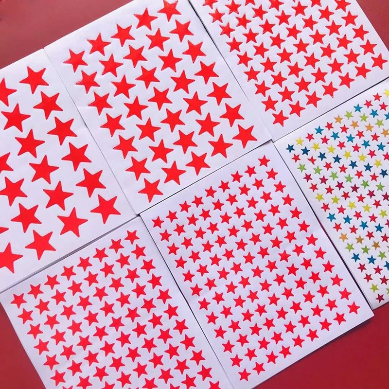 10 Lembar/Pak Bintang Warna-warni Penghargaan Glitter Alat Tulis Stiker Berujung Lima untuk Siswa Anak-anak Buku Dekorasi Stiker