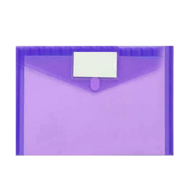 Folder amplop bening map dokumen plastik A4 dengan tombol jepret tahan lama Folder penyimpanan tahan air Organizer warna acak
