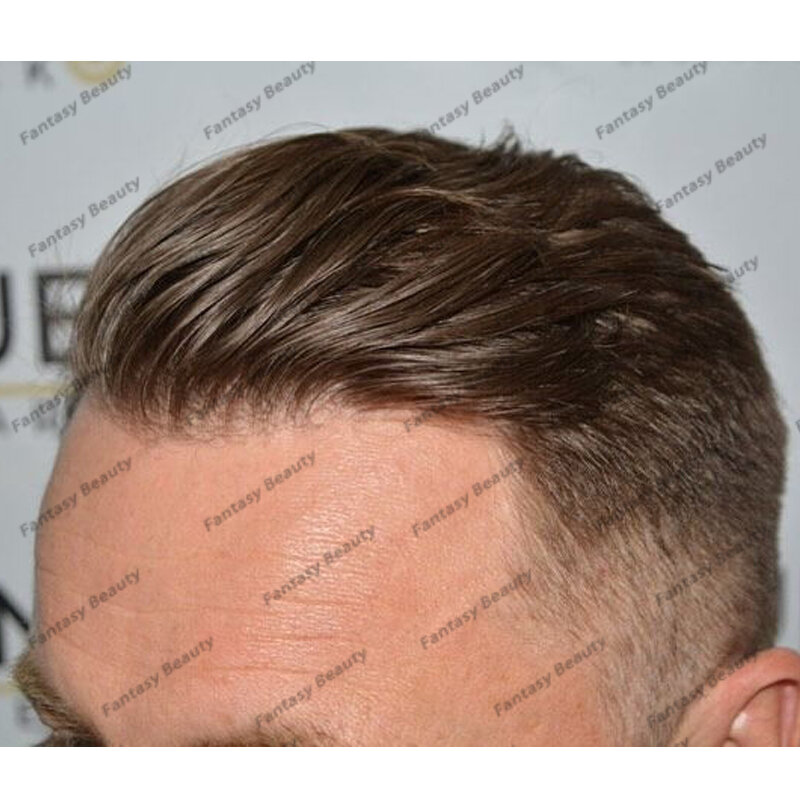 Natural Hairline Full Skin Vlooped PU Base Men Toupee Undetectable Microskin Man Human Hair Wigs Replacement Hair Prothesis Unit