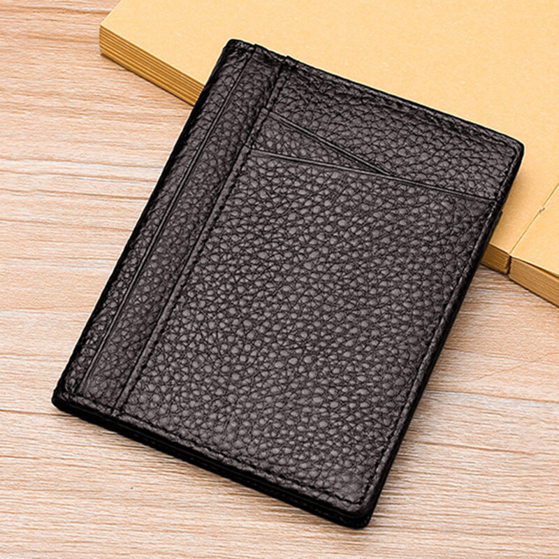 Dompet lembut Super ramping 100% kulit asli Mini tempat kartu kredit dompet Multi Slot dompet koin dompet tempat kartu dompet pria