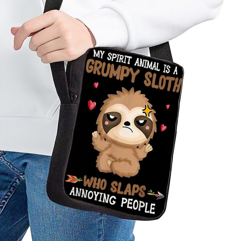 Jackherelook crianças saco do mensageiro ocasional moda clássico ajustável bolsa de ombro apenas uma menina sloth livro saco para crianças almoço