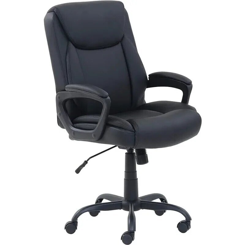 Puresoft เก้าอี้คอมพิวเตอร์สำหรับสำนักงาน, เก้าอี้สำนักงานแบบคลาสสิกมีที่วางแขน26 "D x 23.75" W x 42 "H สีดำ