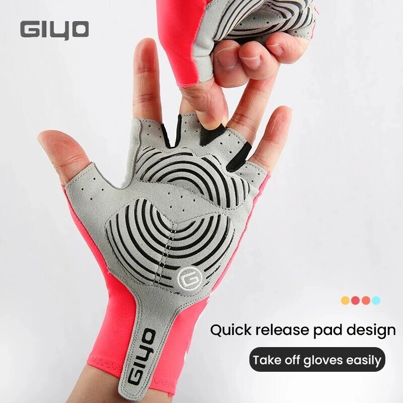 Giyo-guantes de medio dedo para hombre, manoplas antideslizantes de tela de licra, sin dedos, para ciclismo de montaña y carretera, Verano