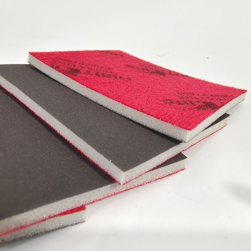 Papel de lija rojo para coche, masilla de arena de 75x100, esponja seca cuadrada, Hardware de papel de lija, pulido de superficie de muebles, grano abrasivo