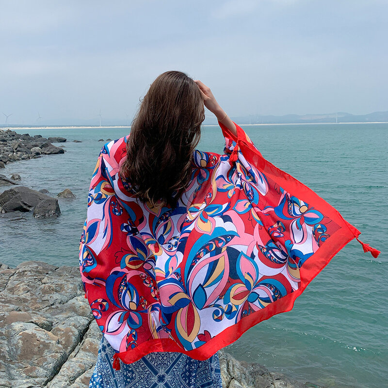Мантия пляжный шарф летний в этническом стиле женский пляжный плащ с принтом