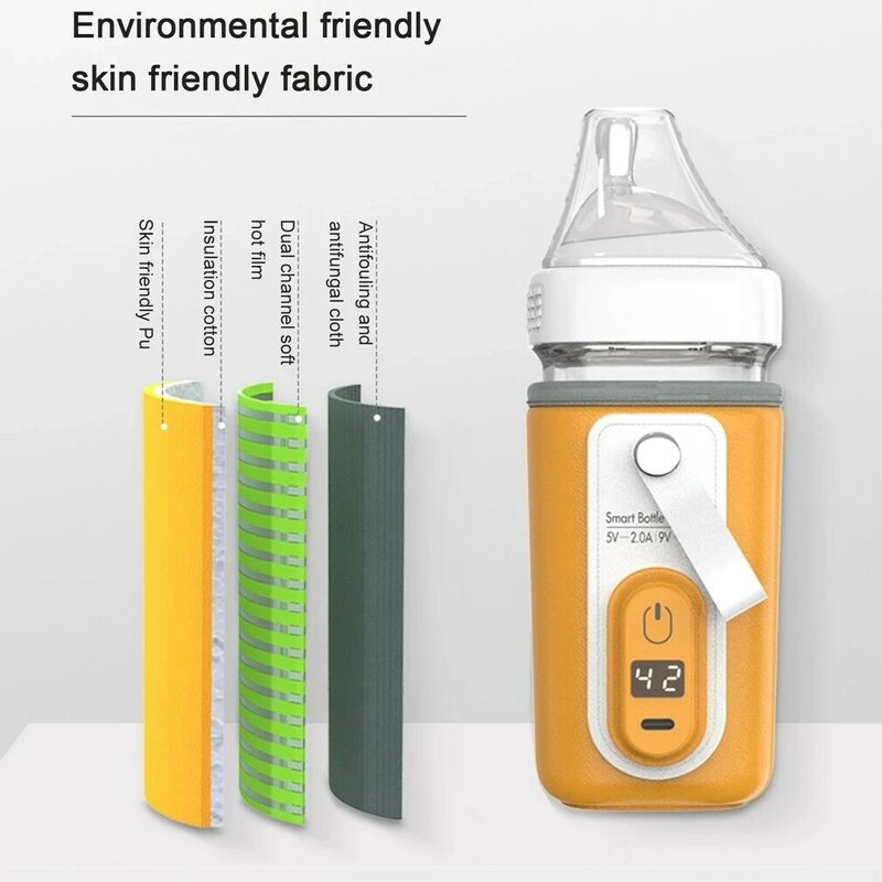USB شحن زجاجة رضاعة للأطفال كيس تدفئة غطاء عازل زجاجة التدفئة للمياه الدافئة الطفل المحمولة الرضع إكسسوارات السفر