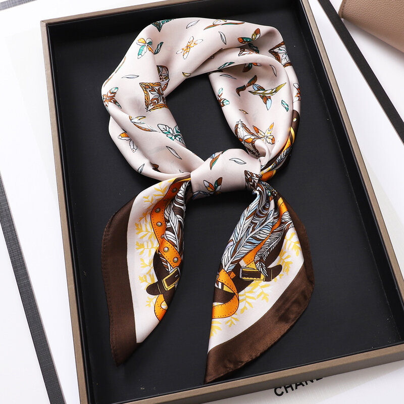 2024 Printed Spring Scarves New Simulation Silk Pink Square Scarves Fashion Scarves Wholesale of Small Scarves