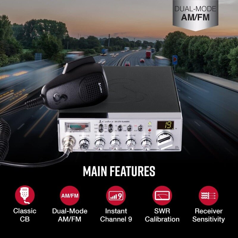 Radio CB profesional AM/FM klasik 29 LTD-mudah dioperasikan, Radio darurat, saluran instan 9, Output 4-Watt