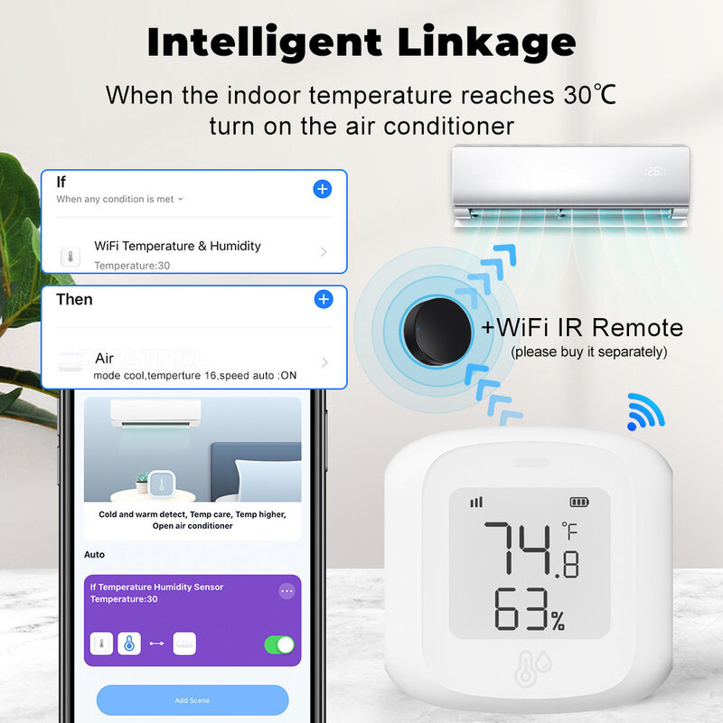 Mini Smart WiFi/Zigbee LCD Temperature and Humidity Sensor Wireless Detector Intelligent Linkage Support Alexa Google Home