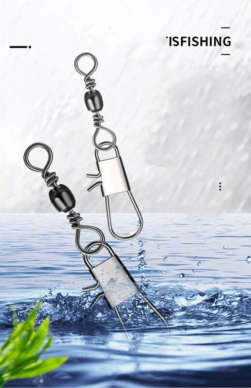 PRO BEROS 50Pcs/Lot Fishing Connector Pin Bearing Rolling Swivel Stainless Steel with Snap Fishhook Lure Tackle Accessorie