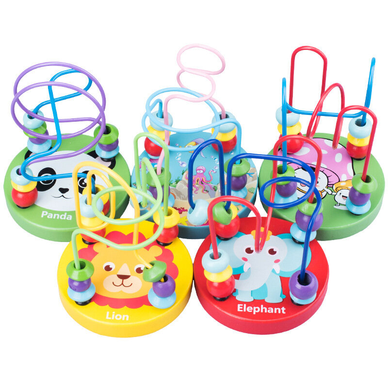 Baby Montessori Educatief Math Speelgoed Houten Mini Cirkels Kraal Draad Doolhof Achtbaan Abacus Puzzel Speelgoed Voor Kinderen Jongen Meisje gift