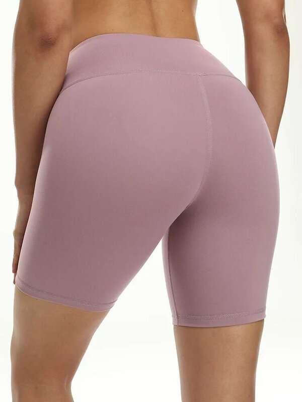Pantalones cortos de gimnasio para mujer, Shorts elásticos de cintura alta, Color sólido, 14 colores, 2023