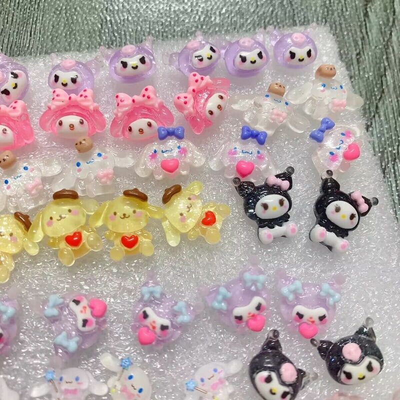 Sanrioed Kuromi Studs pendientes conjunto para mujeres y niñas, Kawaii Hello Kitty Mymelody Earring Jewelry