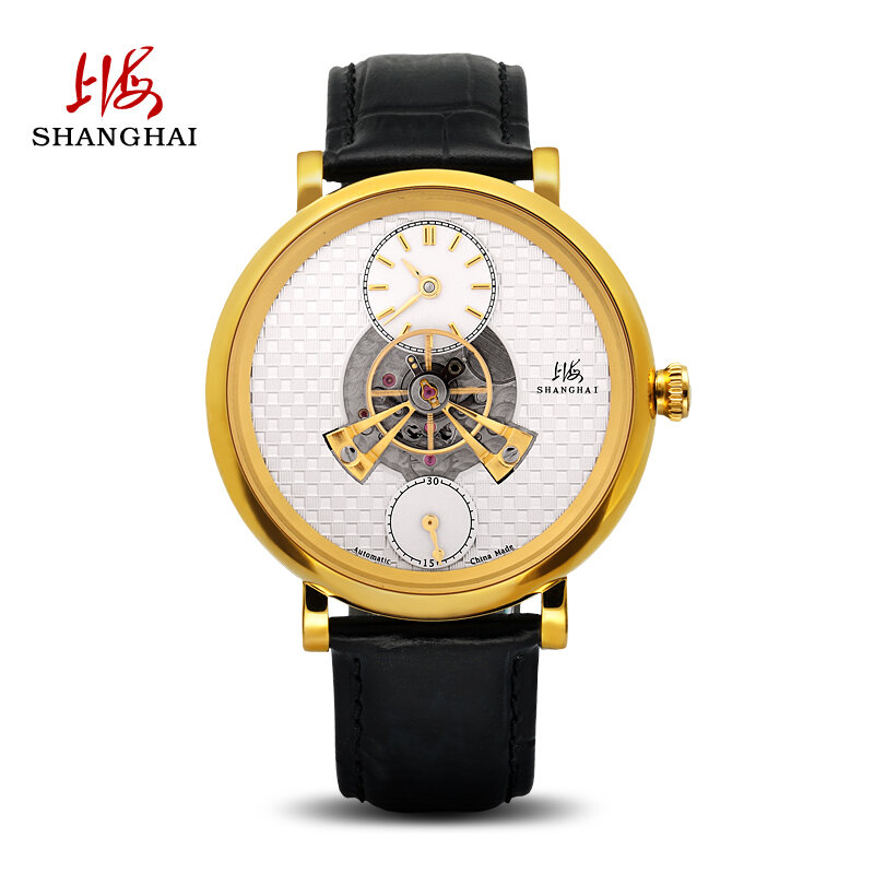 Shanghai-男性用時計,メカニカルダイヤル付きビジネスセンター時計,40mm, 2023