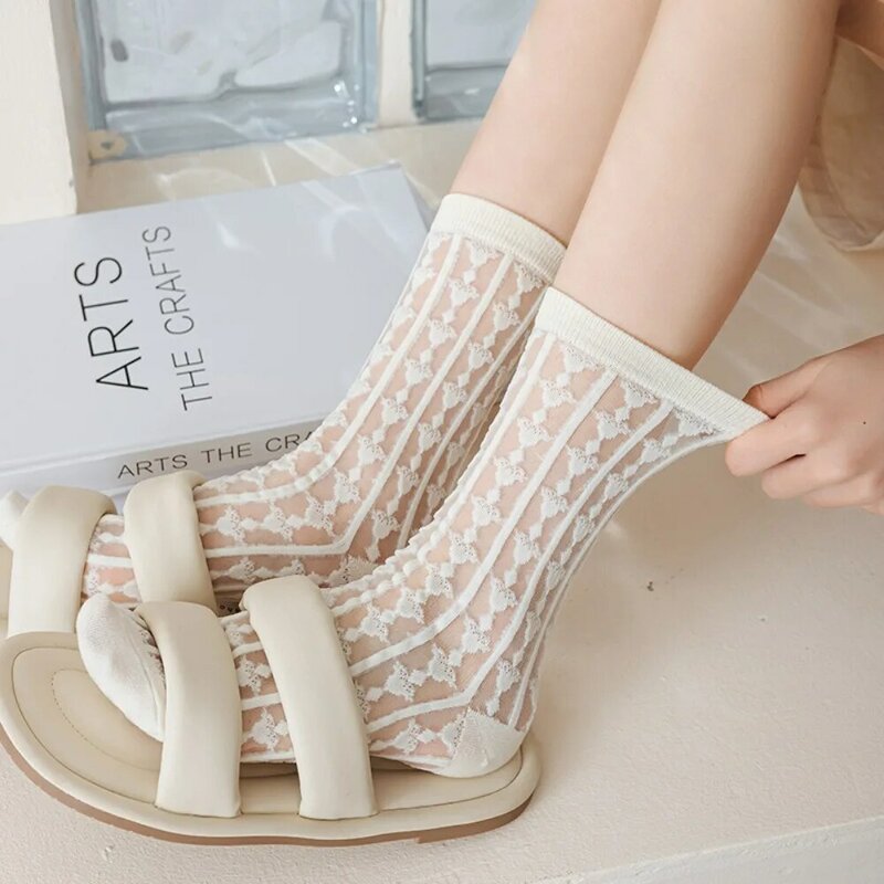 อินเทรนด์ Breathable ยืดหยุ่นสบายแฟชั่นสีทึบโปร่งใสสไตล์เกาหลีแมวถุงเท้าบางถุงเท้าผ้าไหมชุดชั้นใน