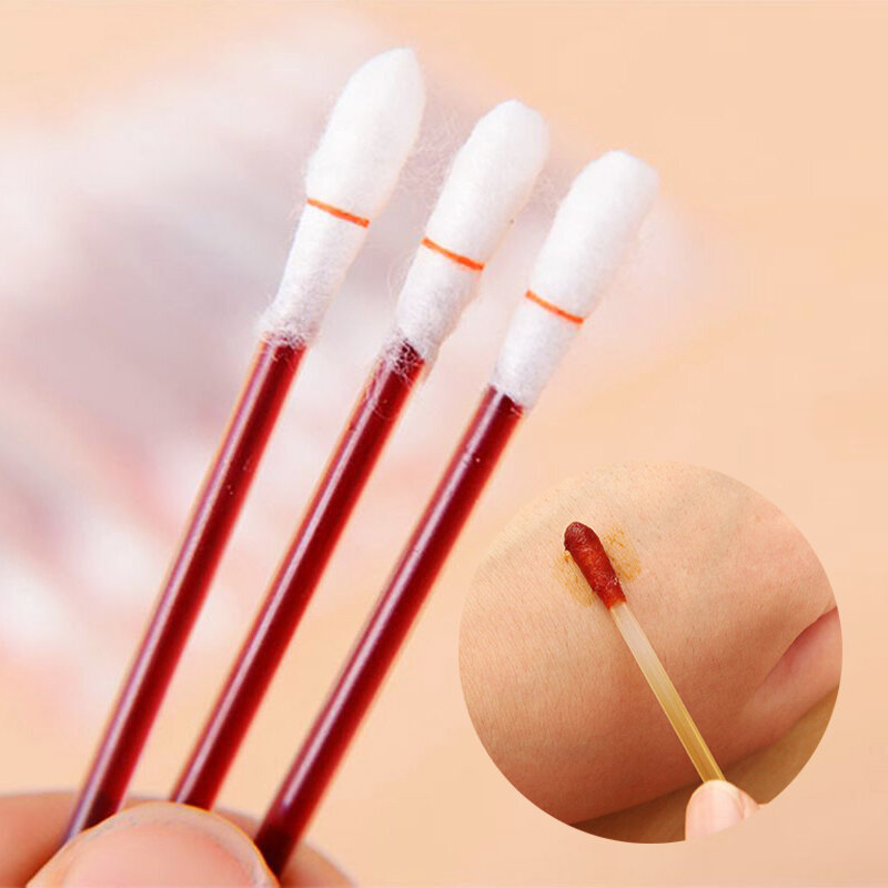 50/100Pcs Disposable Medical Swab Sticks First Aid Kit Iodine Cotton Swab Buds Disinfection Outdoor Home Wound Care Dressing