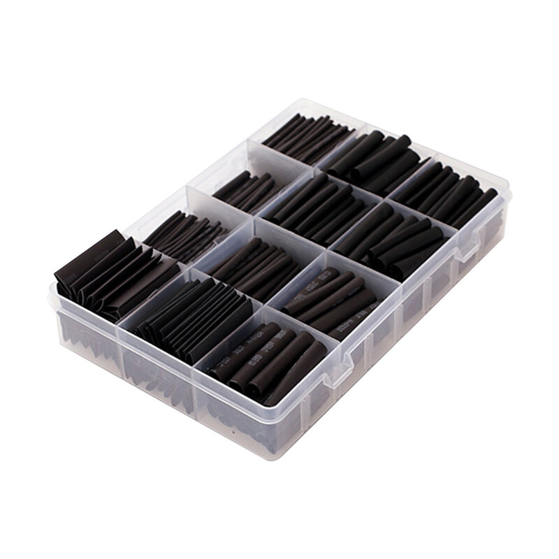 625pcs/lot Thermoresistant tube Shrink wrapping 2:1 Black heat shrink Sleeving set Wire Cable Polyolefin Wrap Tubing