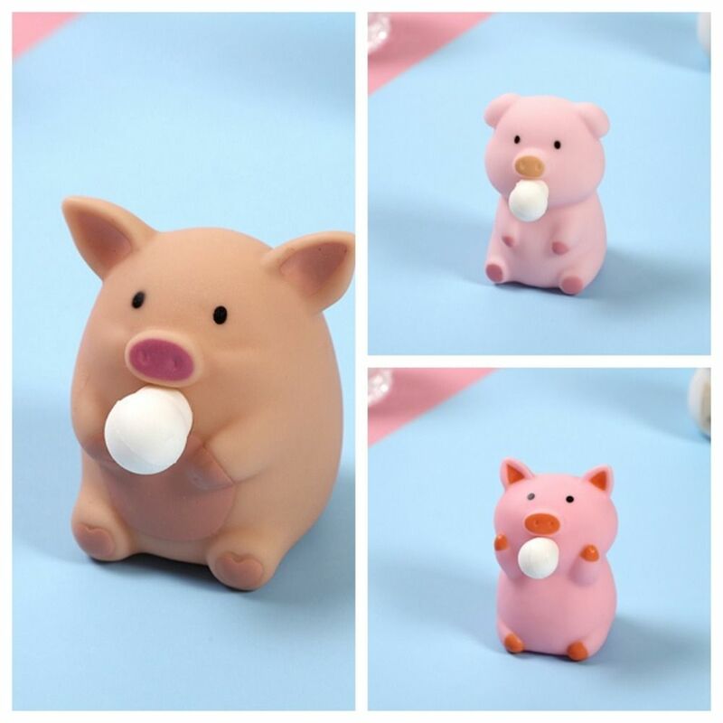 PVC Pinch Spit Pig Toy Stress Relief Toy Candy Colour Animal Vent Ball Adult Stress Relief Toy Party Gift
