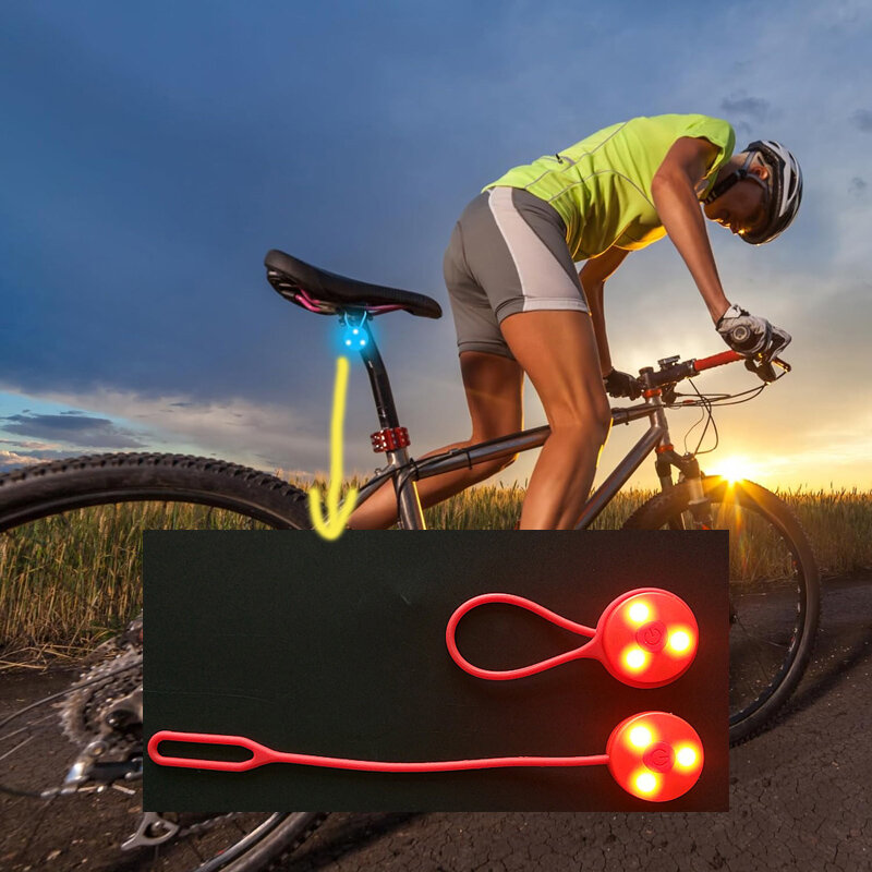 Lampu belakang sepeda portabel untuk pelari, lampu ransel silikon, lampu lari malam, 3 LED,1pc