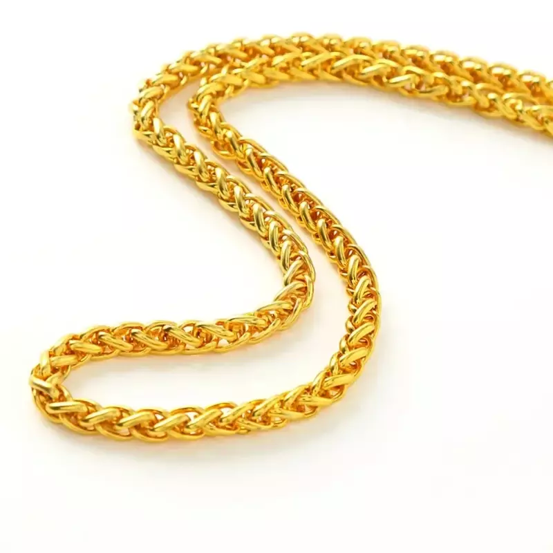 Mencheese Men High Class Choker 24K Yellow Gold Plated Dragon Head Rope Necklace 6MM 60cm Long