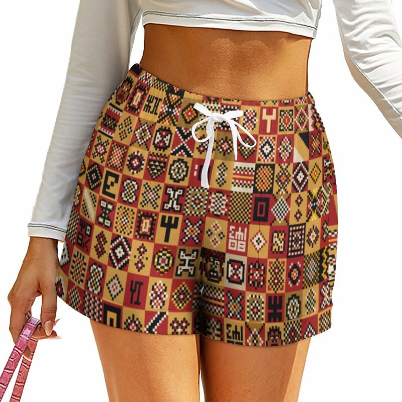 Africano abstrato shorts xadrez impressão moderno shorts primavera padrão calças curtas com bolsos casual bottoms tamanho grande 2xl 3xl