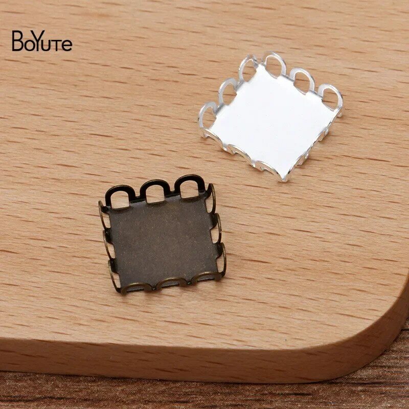 BoYuTe Custom Made (100 pezzi/lottp) 12MM Base Cabochon quadrata vassoio vuoto accessori per gioielli fatti a mano fai da te