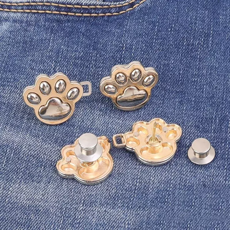 Naaivrije Verstelbare Jean Knoop Schattige Cat Claw Taillegesp Snap Broek Gesp Extensor Vervangende Jeans Knoop Broches Pins