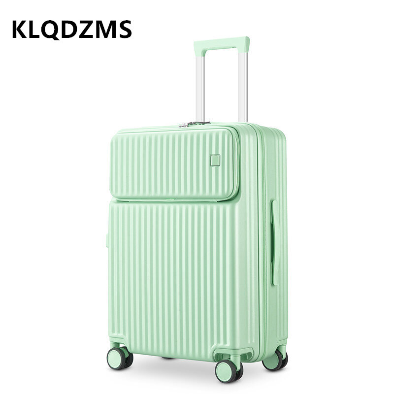 Klqdzms 18 "20" 22 "24" 26 "Polegada nova mala de negócios de abertura frontal com rodas rolando bagagem de embarque à mão