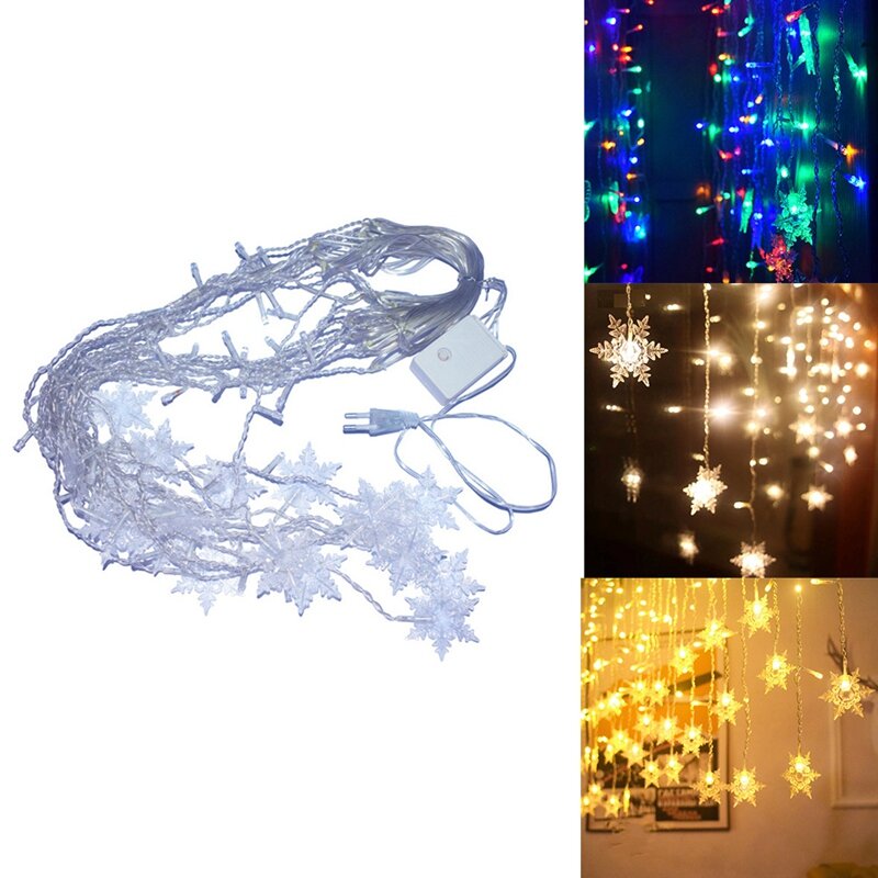 1 buah lampu tali LED dekorasi karangan bunga peri salju untuk Natal Halloween Tahun Baru dekorasi rumah steker EU-A
