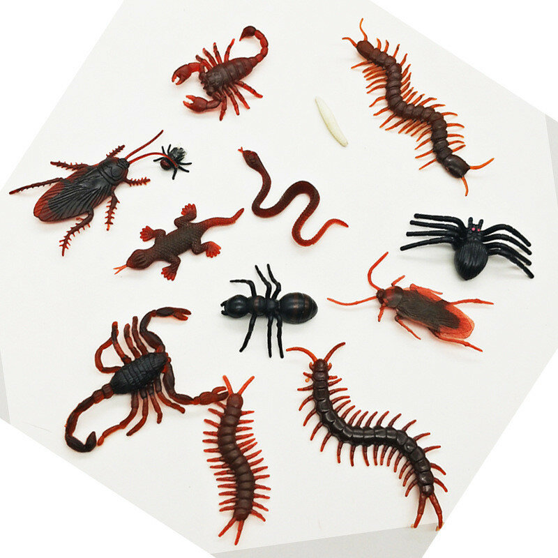 20 pçs halloween brinquedos engraçados plástico barata housefly centipede scorpions gags piadas práticas brinquedo oyuncak gadgets borracha bugs