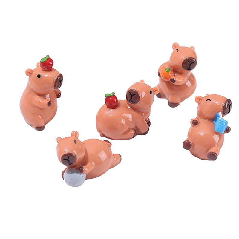 Capybara Miniature Animal Ornamento, desenhos animados bonitos, ornamentos para micro paisagem, decorações artesanais, 1pc