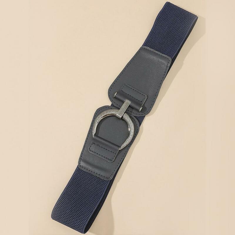 Adjustable Hook Waistband Elastic Corset Belt Set with Metal Hanging Buckle Wide Cummerbunds Imitation Leather Waist for Body
