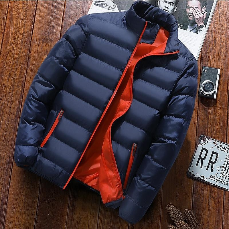 New standing collar quilted men's winter cotton jacket Men's fashionable thick warm jacket Zipper jacket Windbreak Down Parkas