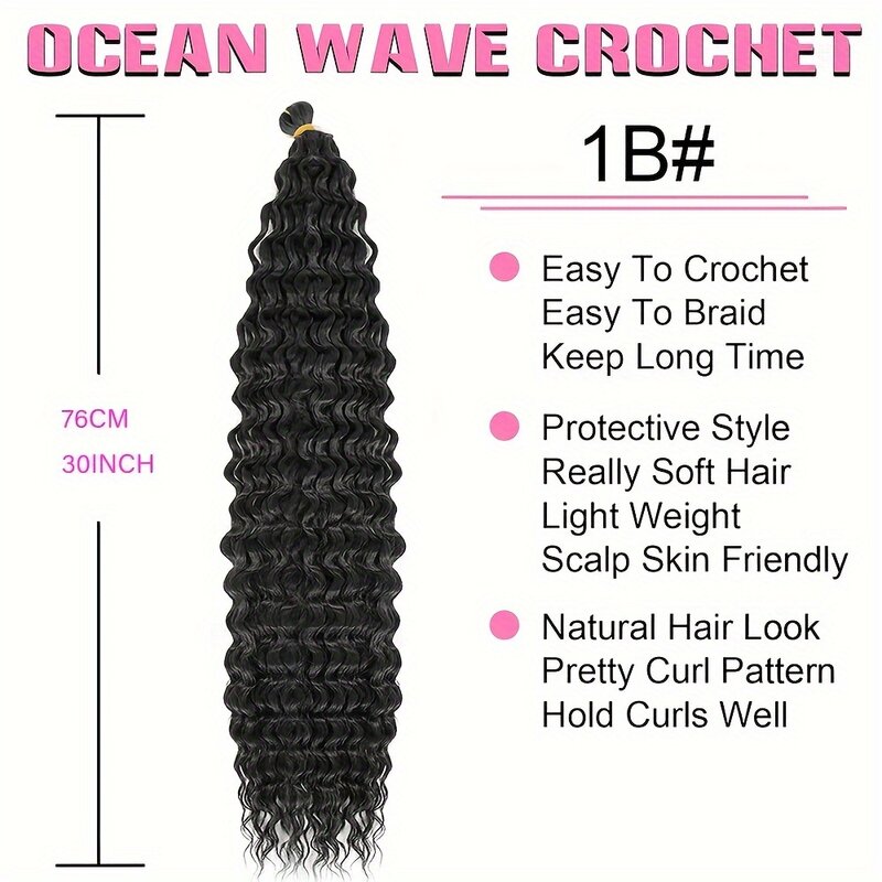 30inch long deep wave crochet hook Twist Hair Extension Synthetic wigs Water Wave Curly braiding dreadlocks Brazilian Hair wigs