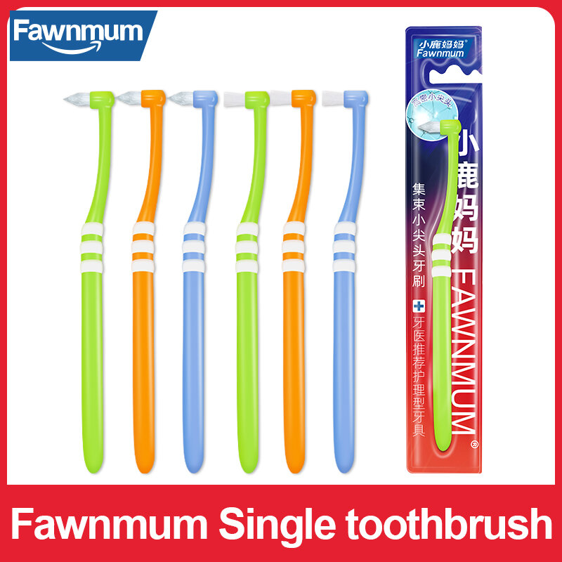 Fawnmum แปรงสีฟันจัดฟันชี้และหัวผมนุ่มแก้ไขทำความสะอาดช่องว่างฟันไหมขัดฟัน Oral สุขอนามัยฟันวงเล็บ1Pcs