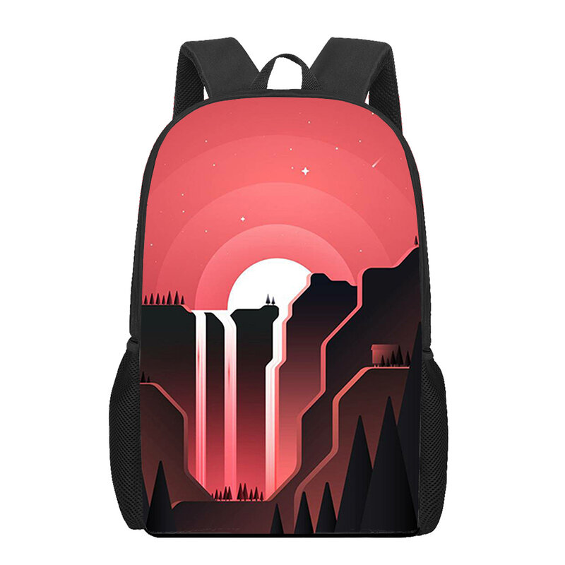 Anime Art Landscape Illustration Print School Bags for Teenager Girls Boys Bookbags Student Shoulder Backpacks Travel Rucksack