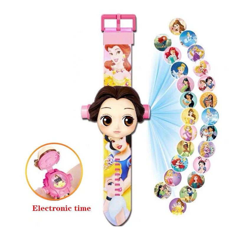 Disney Projektion Uhr für Junge Mädchen LED Projektor Uhren Gefrorene Elsa Spiderman Micky Minnie Maus Prinzessin Digital Weihnachten Geschenk